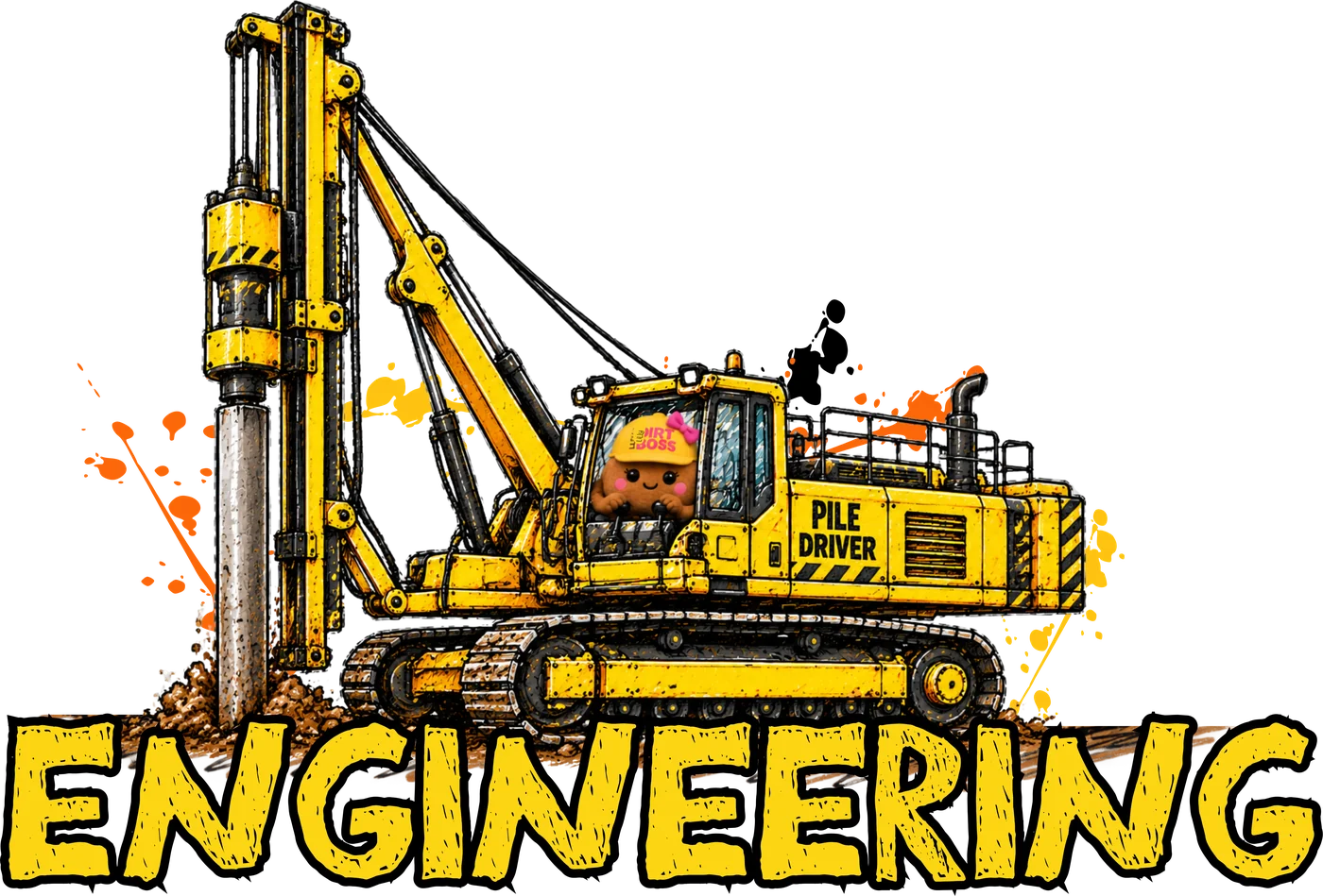 ENGINEERING: Lilly runs a pile driver